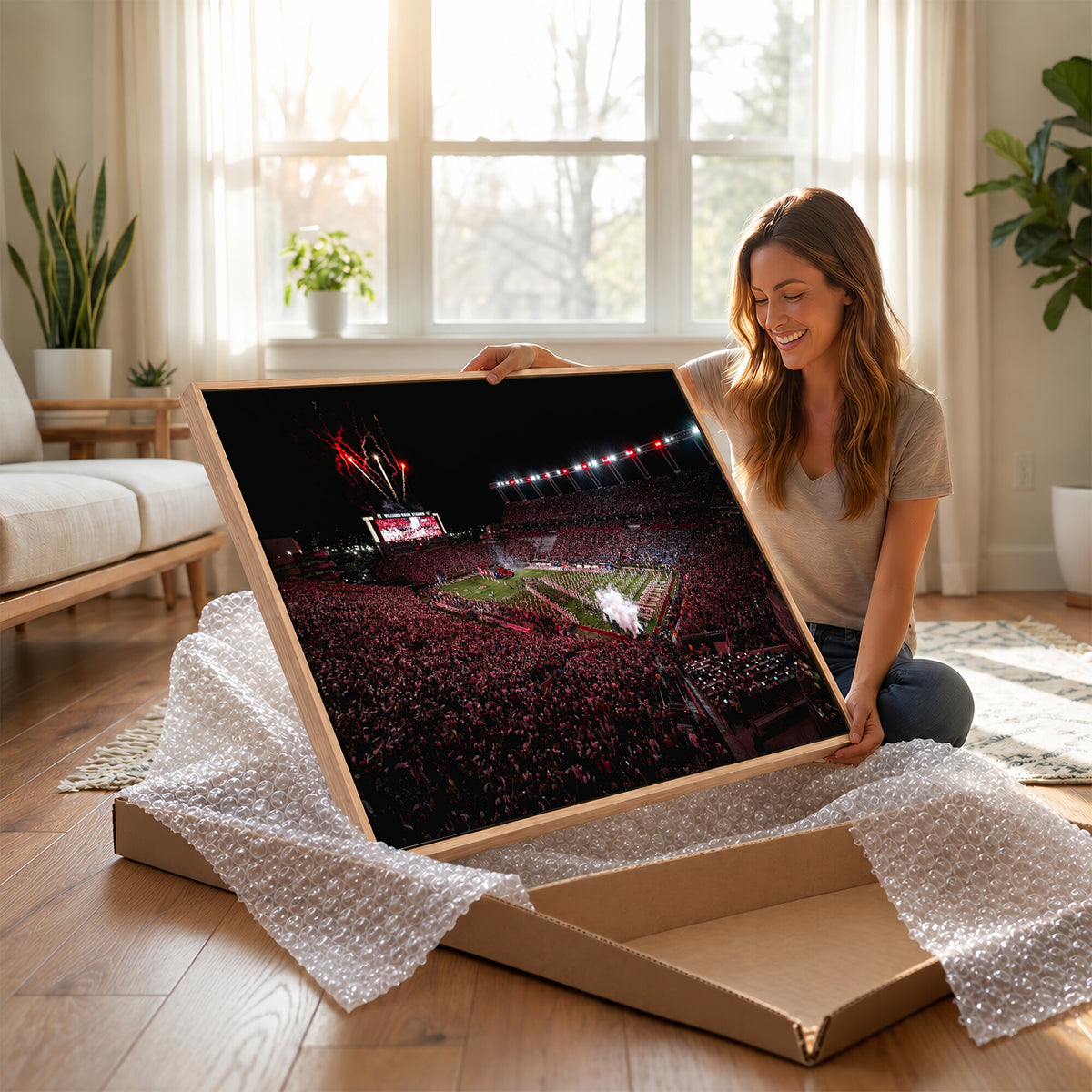 60690191-MGV-CV-36X24 - William Brice Stadium Wall Art Print, Baseball Game Room