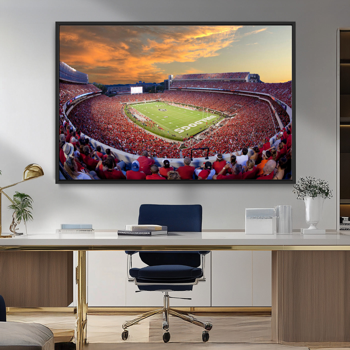 73680988-MGV-CV-36X24-Dooley Stadium Wall Art Print, Sports Arena Canvas Wall Art, Dooley Field at Sanford Stadium Canvas Print, Modern Athletic Field Art Printing