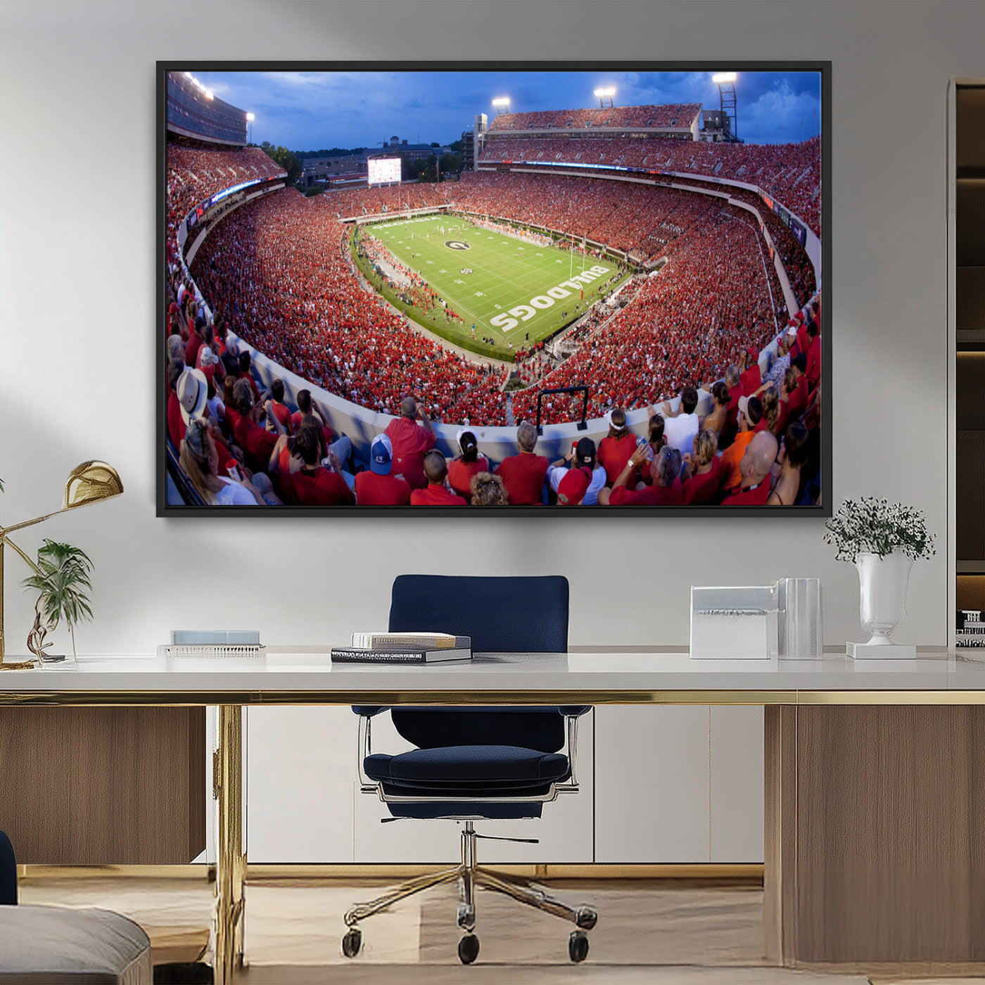 10244378-MGV-CV-36X24-Dooley Stadium Wall Art Print, Sports Arena Canvas Wall Art, Dooley Field at Sanford Stadium Canvas Print, Modern Athletic Field Art Printing