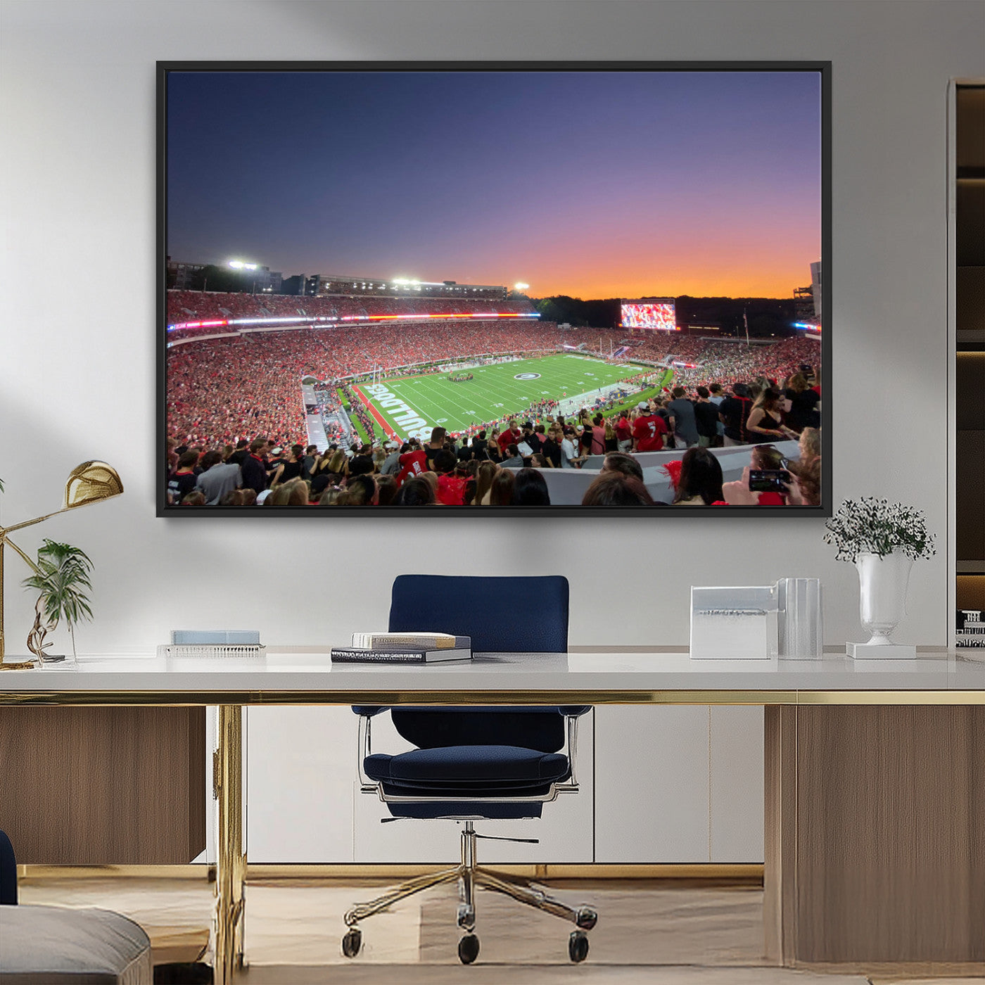 25139565-MGV-CV-36X24-Dooley Stadium Wall Art Print, Sports Arena Canvas Wall Art, Dooley Field at Sanford Stadium Canvas Print, Modern Athletic Field Art Printing