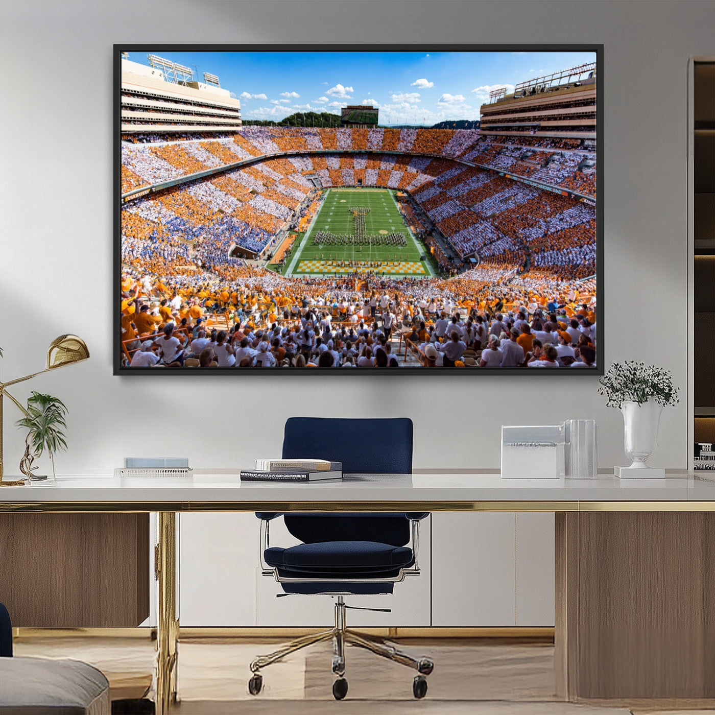 64238859-MGV-CV-36X24-Tennessee Neyland Stadium Wall Art Print, Sports Arena Canvas Wall Art, Panoramic Stadium Canvas Print, Modern Athletic Field Art Printing