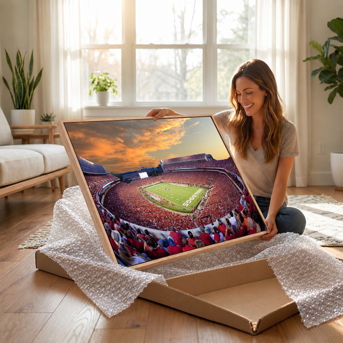 73680988-MGV-CV-36X24 - Dooley Stadium Wall Art, Sports Arena Canvas Print, Dooley Field, Framed and Ready to Hang