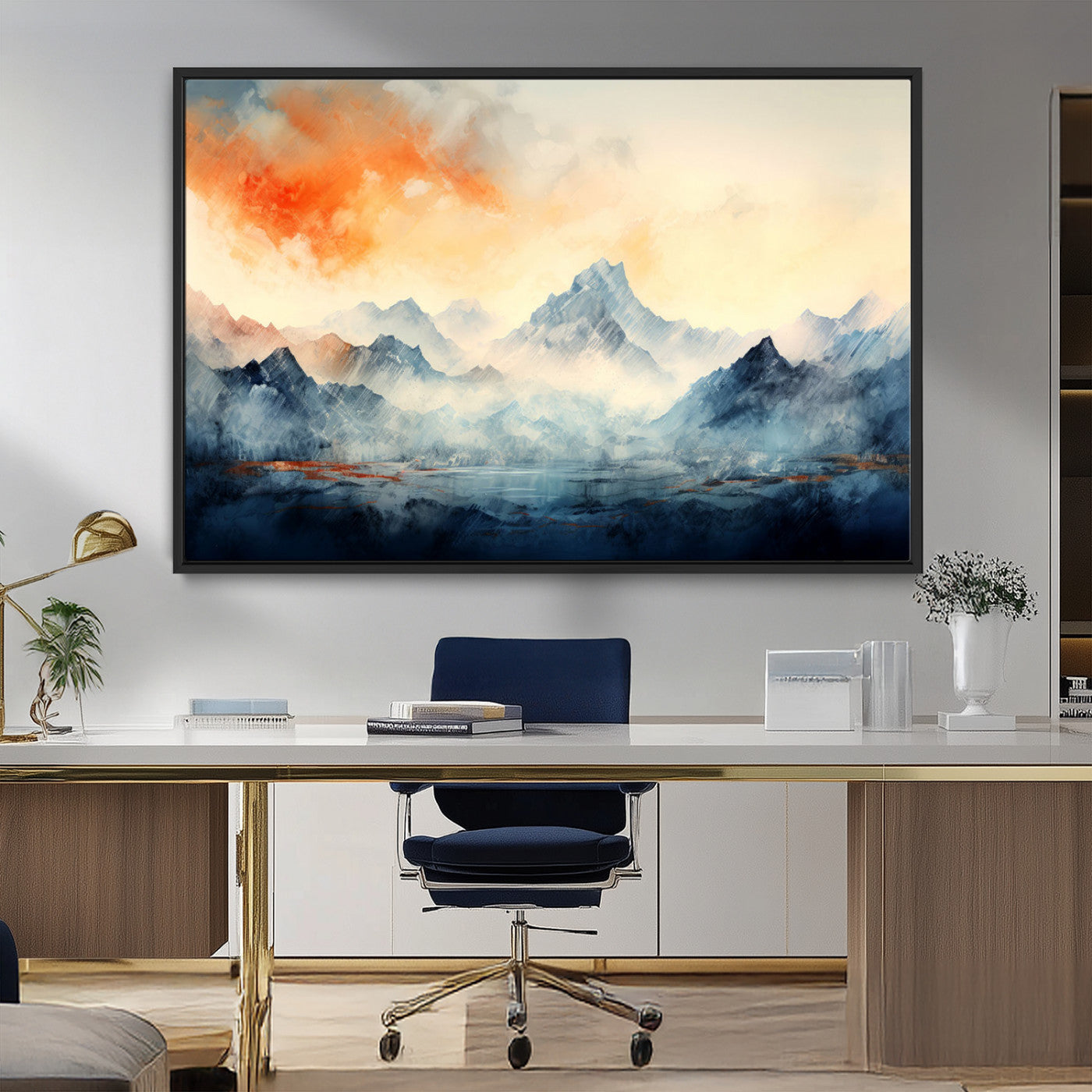 Warm Clouds Abstract Mountain Wall Art Canvas Print