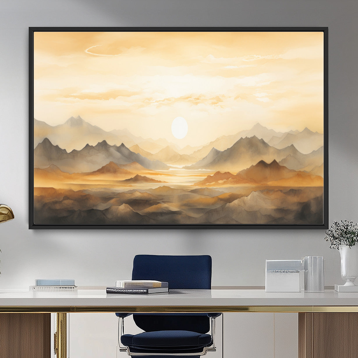 Nihat1-29-MGV-CV-36X24-Sepia Color Abstract Mountain Wall Art Canvas Print