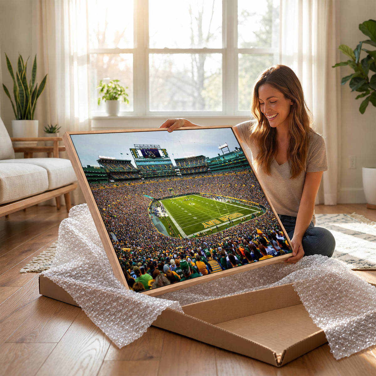 GBP101-MGV-CV-36X24 - Green Bay Packers Lambeau Field Stadium Wall Art Canvas Print