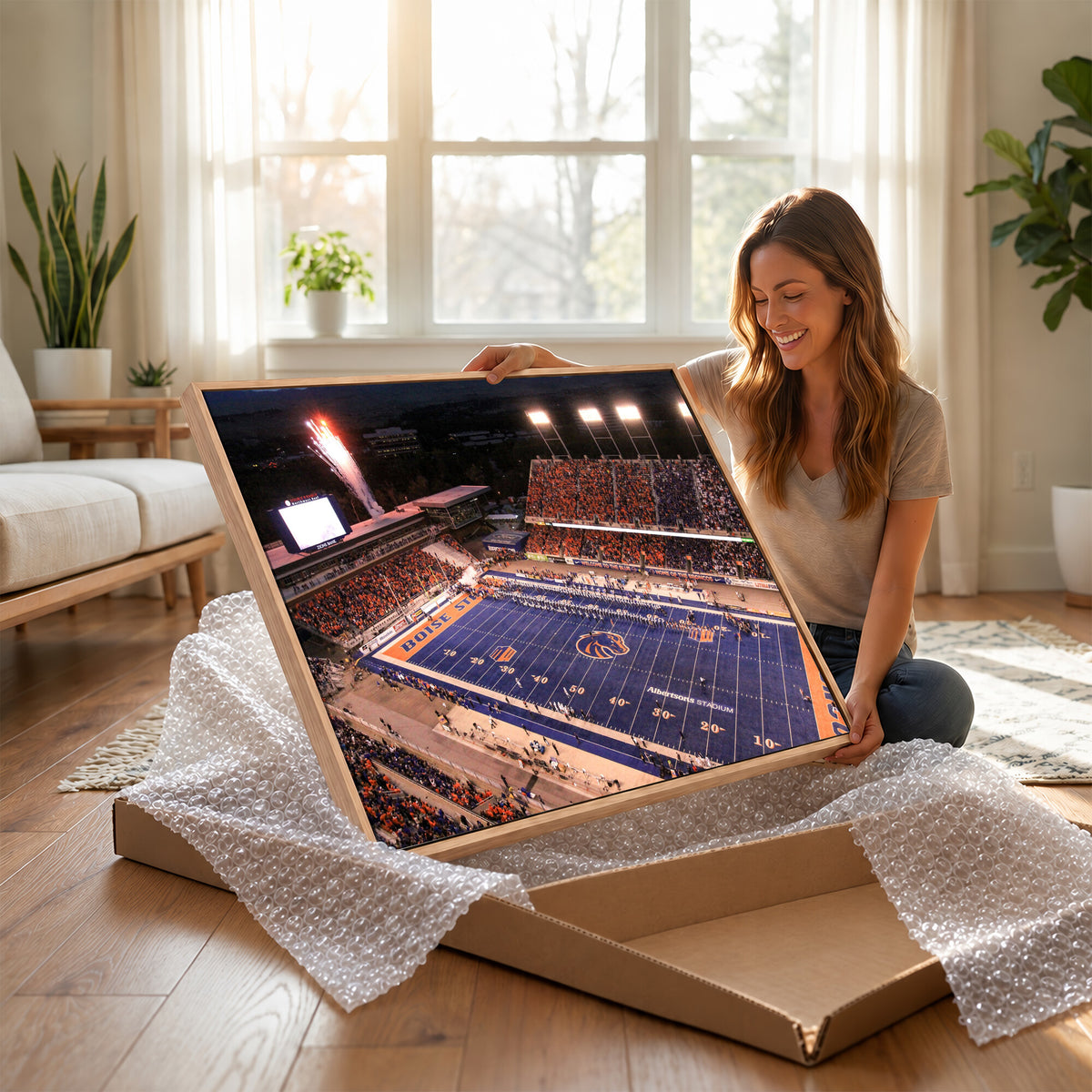 BS1001S-MGV-CV-36X24 - Boise State Broncos Albertsons Stadium Wall Art Canvas Print
