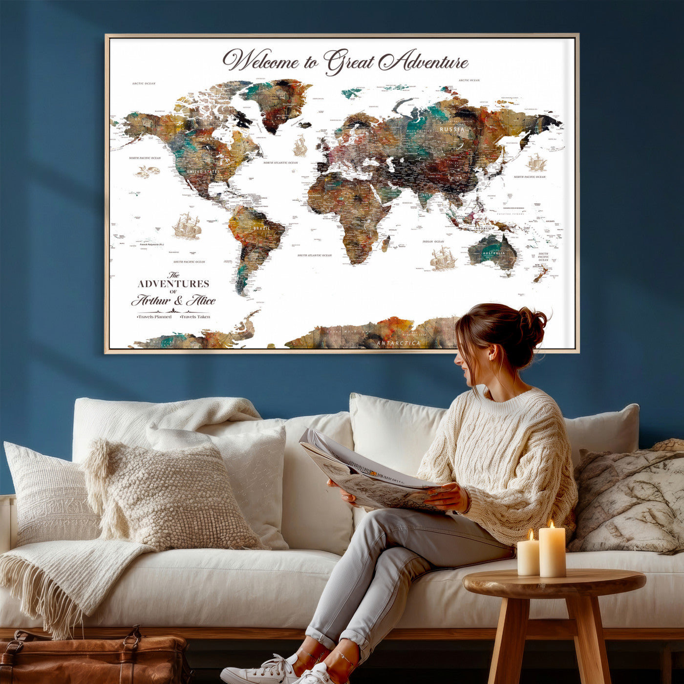 24221896-MGV-FC-36X24 - Personalized Push Pin World Map Wall Art Canvas Print with Pins – Customize  Travel Tracker Map for Home and Office Décor