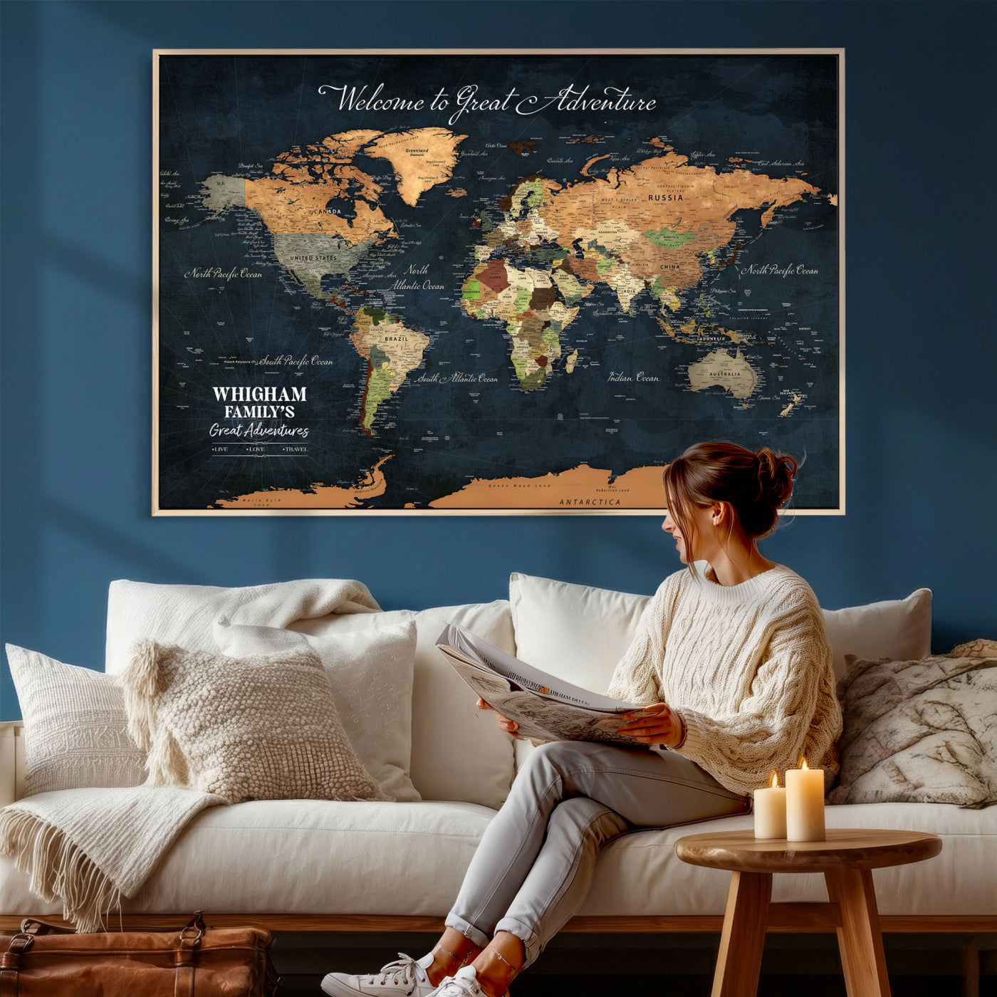 34398994-MGV-FC-36X24 - Personalized Push Pin World Map Wall Art Canvas Print with Pins – Customize  Travel Tracker Map for Home and Office Décor