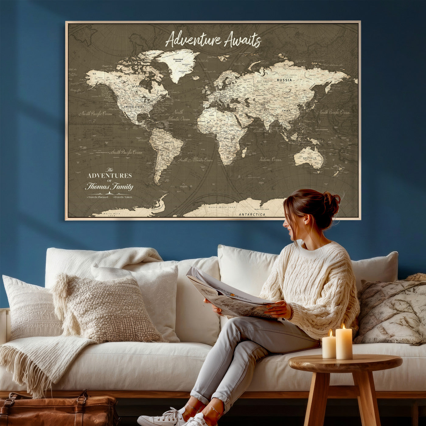 28332566-MGV-FC-36X24 - Personalized Push Pin World Map Wall Art Canvas Print with Pins – Customize  Travel Tracker Map for Home and Office Décor