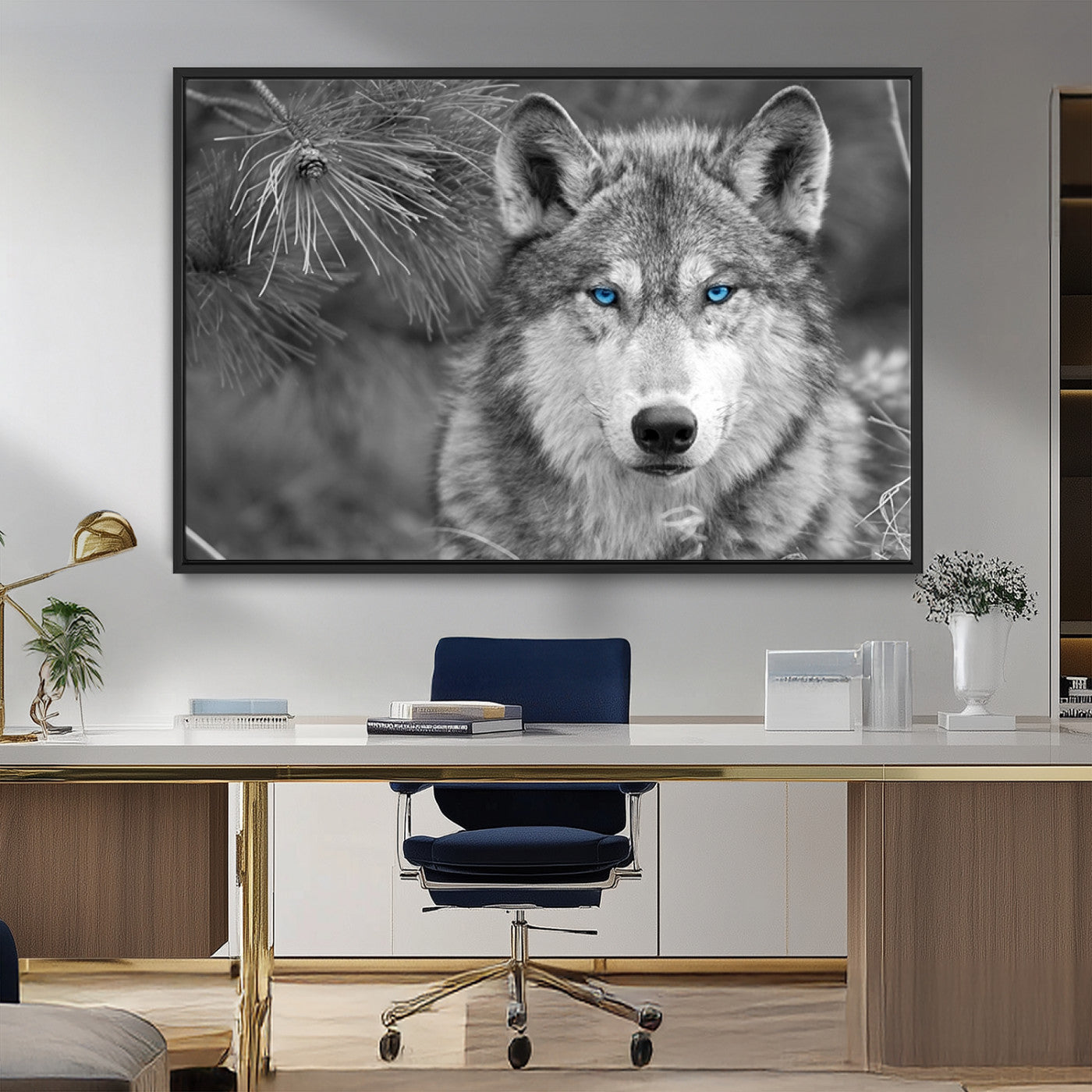 MGV-FC-36X24 - Wild Wolf Blue Eye Wall Art Canvas Print