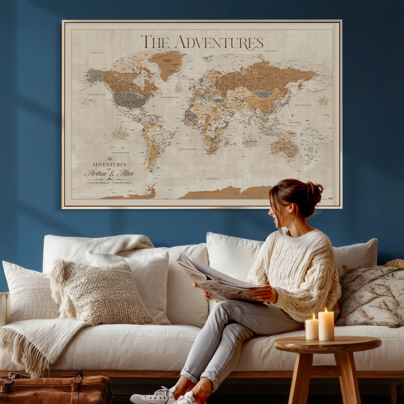 57738274-MGV-CV-36X24 - Custom Push Pin World Map Wall Art Canvas Print – Personalized Travel Tracker - NEWMAP-10