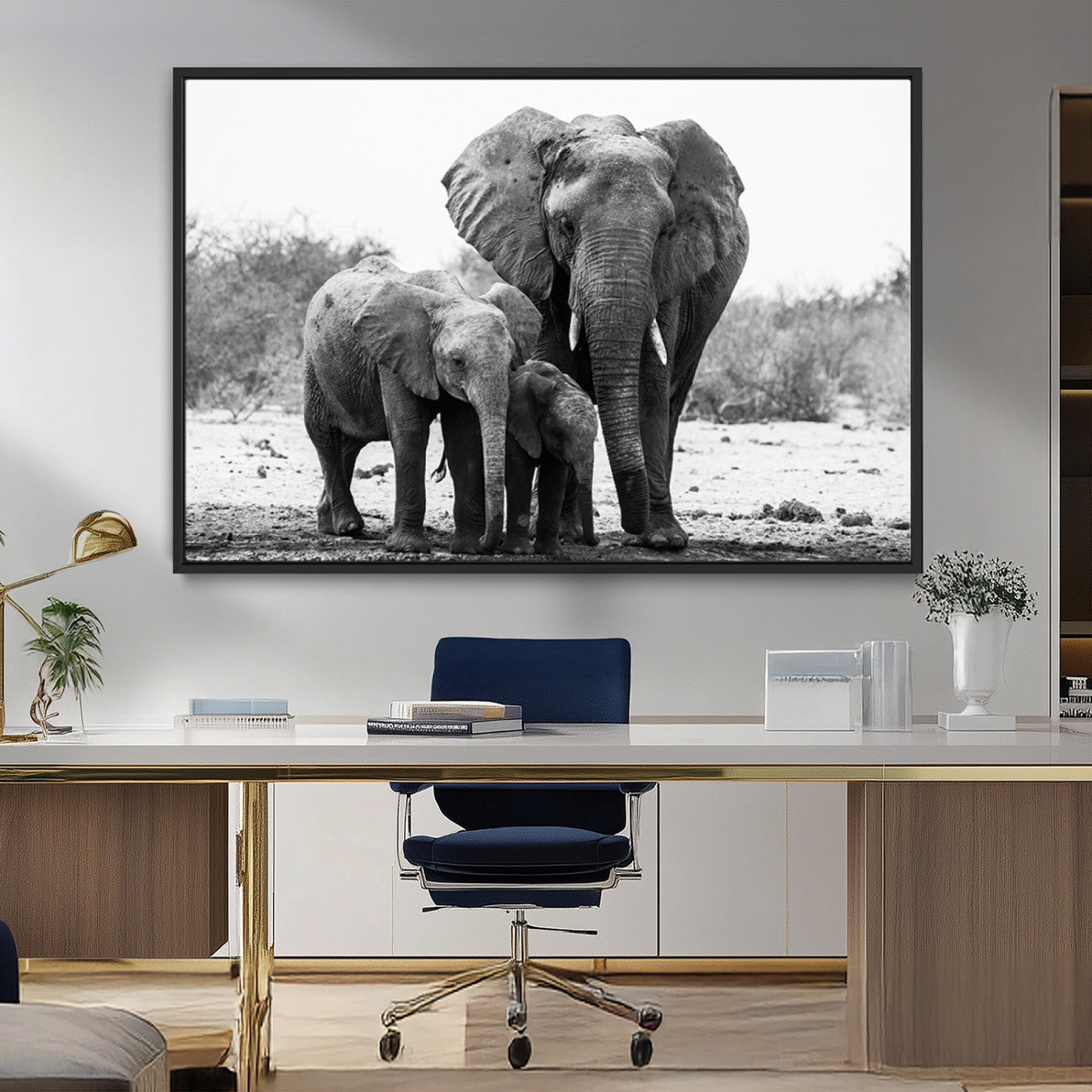 MGV-FC-36X24 - Elephant Family Africa Wall Art Canvas Print