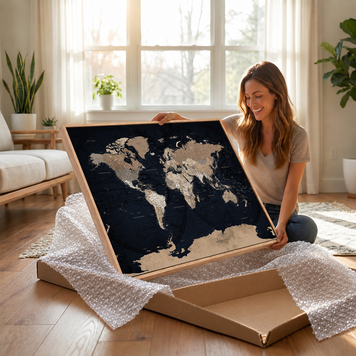 25812727-MGV-CV-36X24 - Grunge Wall Art World Map Canvas Print