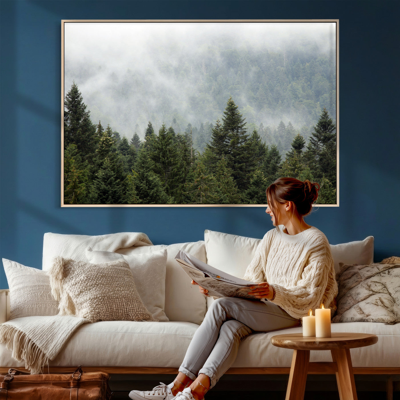 37010054-MGV-CV-36X24 - Misty Mountain Forest Wall Art Canvas Print