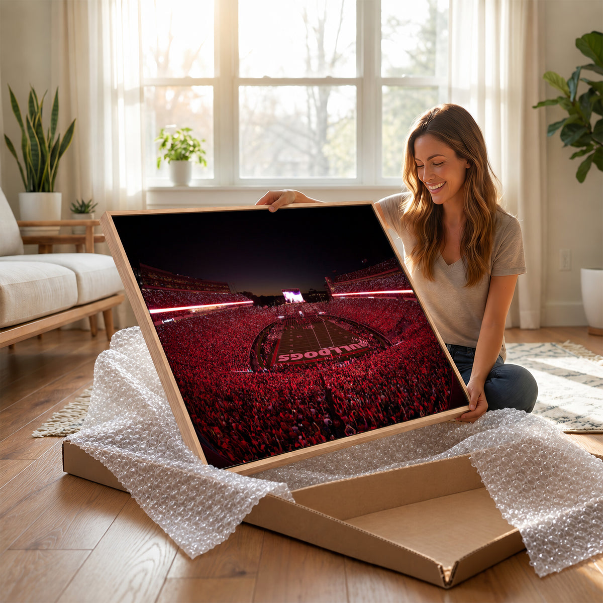 76277124-MGV-CV-36X24 - Sanford Stadium Wall Art Canvas Print – Georgia Bulldogs Football Artwork Print for Home, Office, and Sports Room Decor