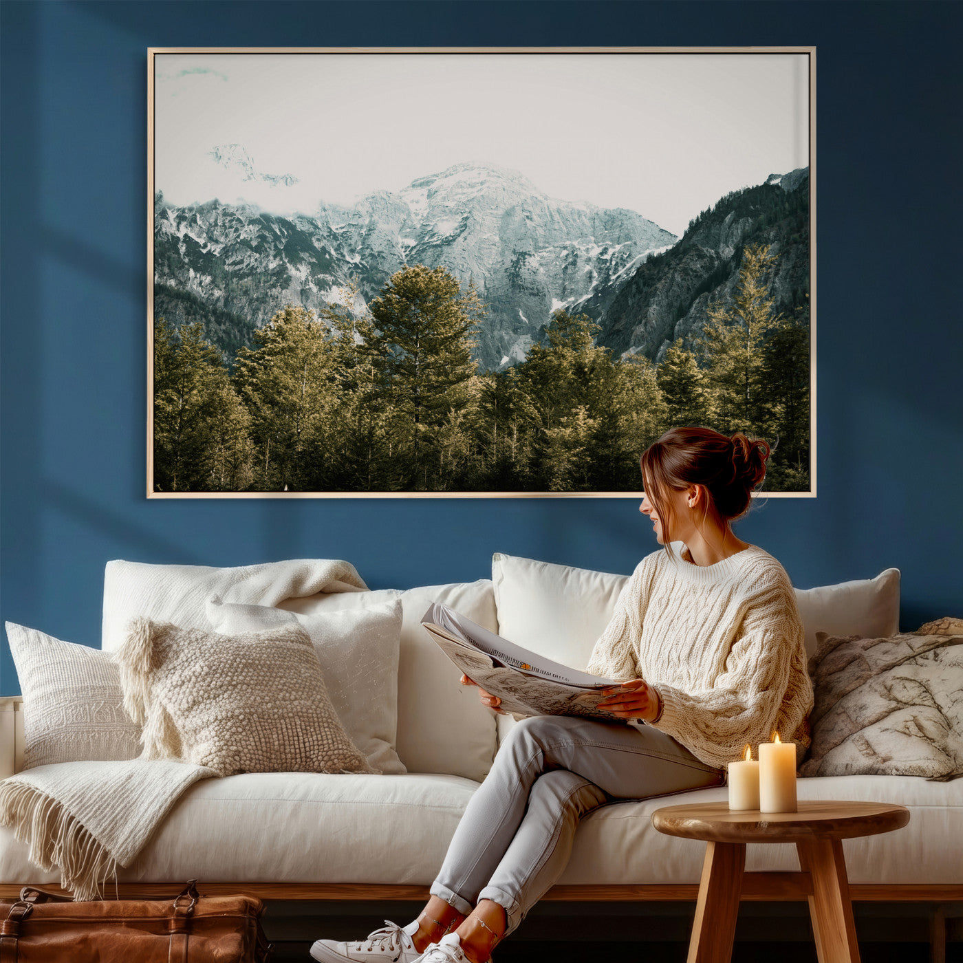 48479662-MGV-CV-36X24 - Mountain Forest Wall Art Canvas Print, Alpine Landscape Nature Photography, Moody Wilderness Wall Decor