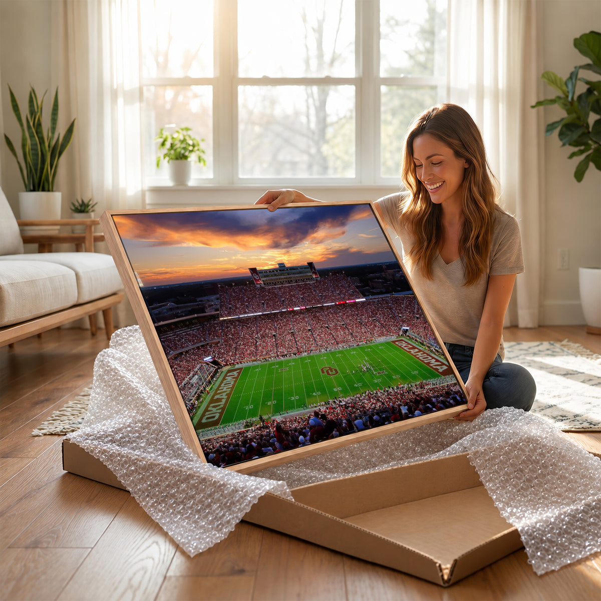 51457497-MGV-CV-36X24 - Oklahoma Sooners Stadium Wall Art Canvas Print, College Football Decor