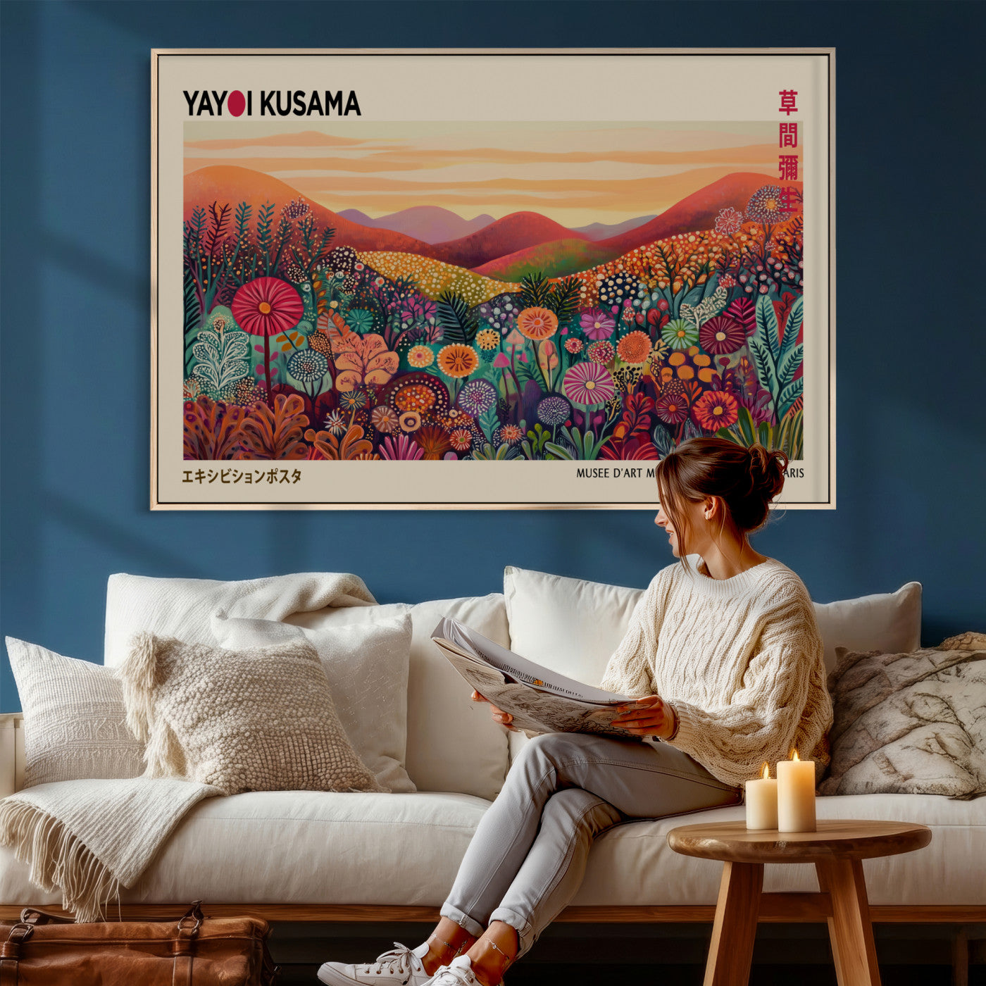 536X9-MGV-CV-36X24 - Yayoi Kusama Colorful Landscape Wall Art Canvas Print – Japanese Contemporary Exhibition Poster Artwork Print