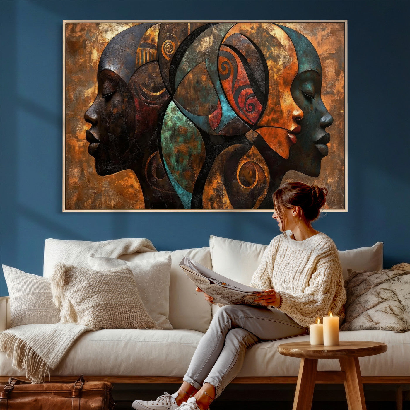 81517886-MGV-CV-36X24 - Abstract Afro American Women Wall Art Canvas Print
