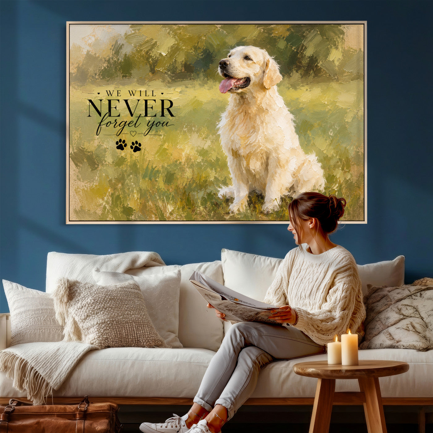 38460512P1-MGV-CV-36X24 - Oil Paint Style Pet Memorial Wall Art Canvas Print, Custom Dog Memorial Portrait, Personalized Angel Pet Loss Gift, Angel Wings Puppy Print