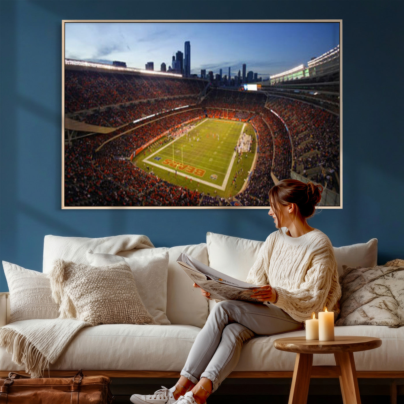 50691720-MGV-CV-36X24 - Chicago Bears Soldier Field Canvas Wall Art, NFL Stadium Panorama Print, Football Arena Photography for Sports Fans