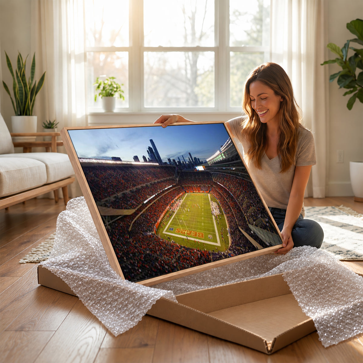 50691720-MGV-CV-36X24 - Chicago Bears Soldier Field Canvas Wall Art, NFL Stadium Panorama Print, Football Arena Photography for Sports Fans