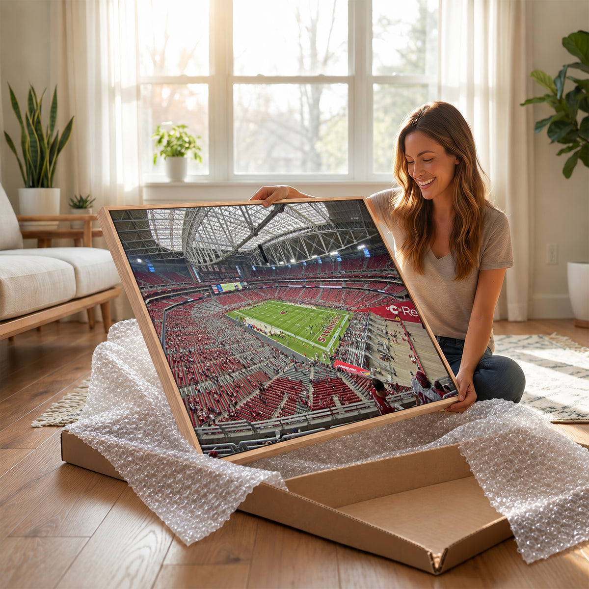 30579717-MGV-CV-36X24 - State Farm Stadium Canvas Wall Art, Arizona Cardinals Football Stadium Print, Glendale NFL Arena Panorama Artwork