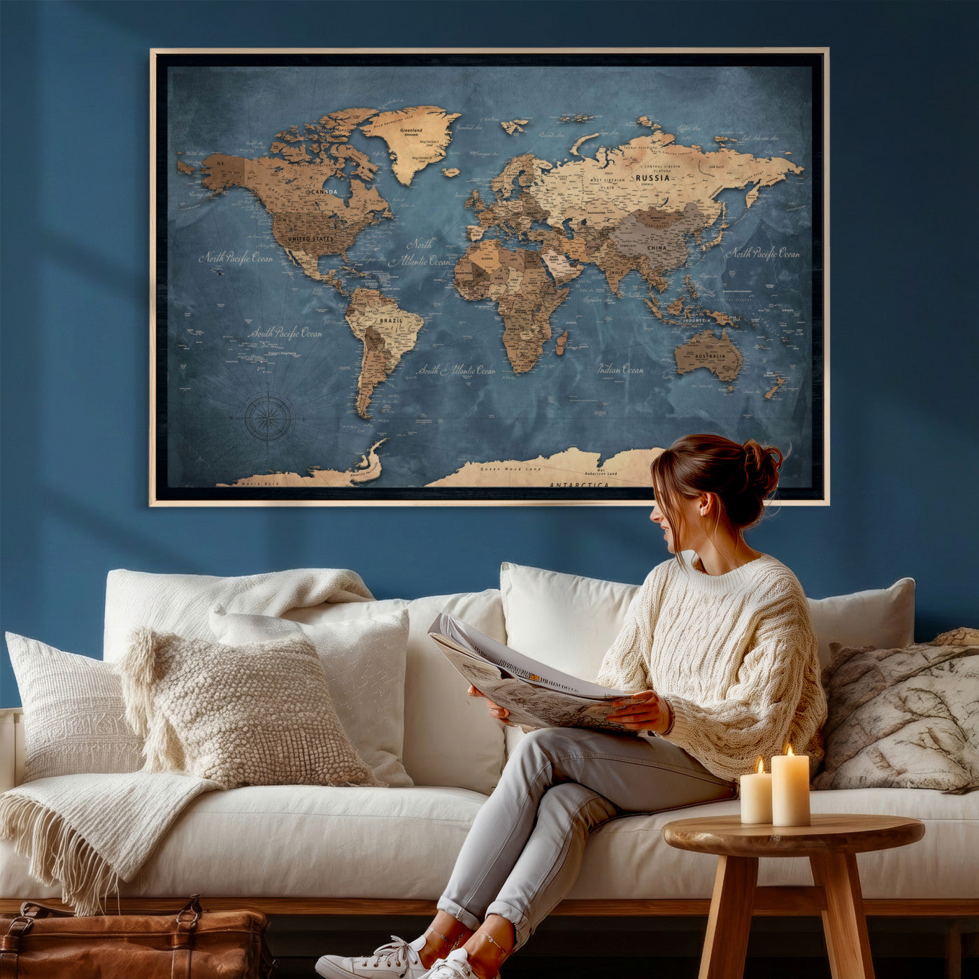 45826339-MGV-CV-36X24 - World Map Canvas Wall Art Canvas Print
