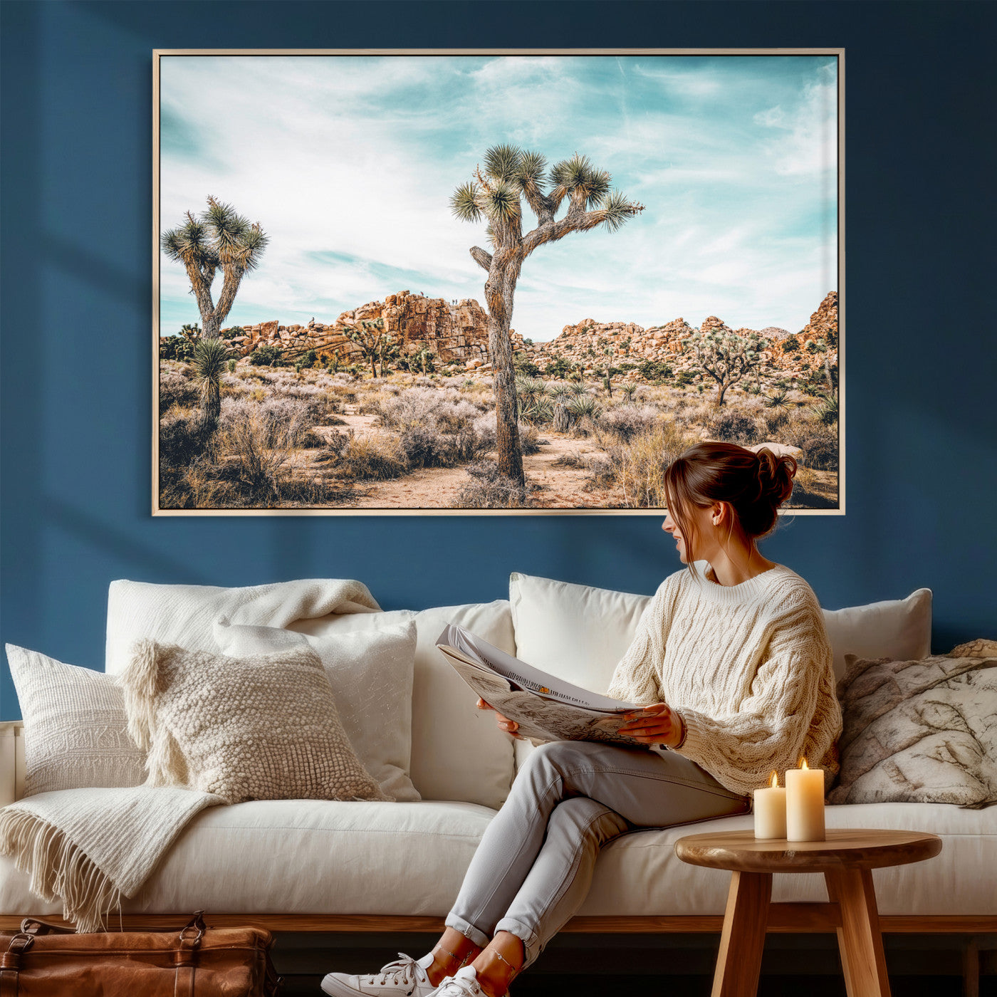 41451127-MGV-CV-36X24 - Joshua Tree National Park Canvas Wall Art Print, Desert Landscape Photography, Southwest Nature Decor - Ready to Hang