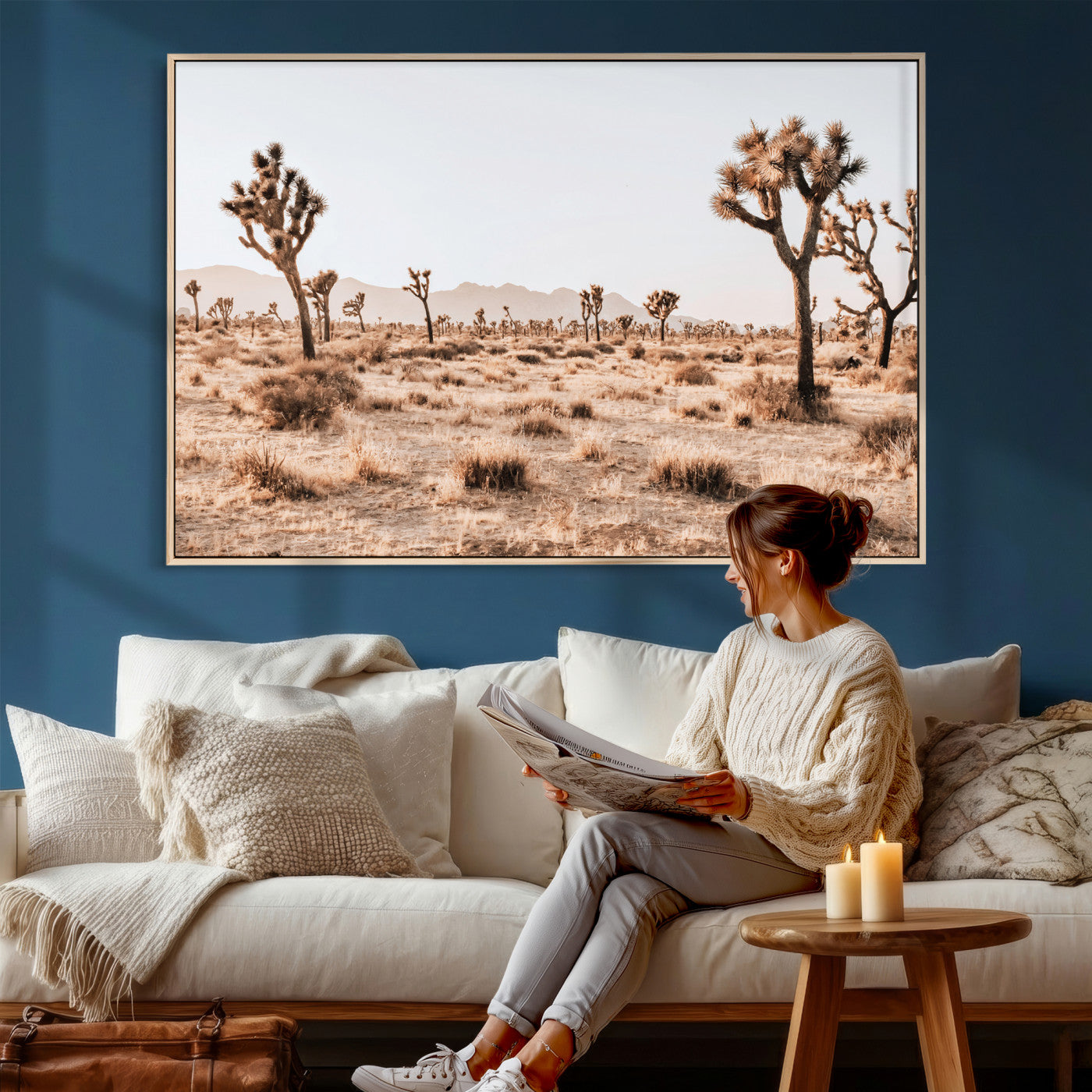 33549408-MGV-CV-36X24 - Joshua Tree Desert Canvas Wall Art Print, Desert Landscape Photography, Boho Southwest Wall Decor, Nature Canvas, Ready to Hang