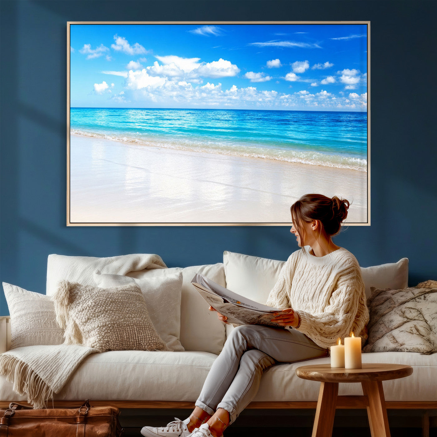 67491909-MGV-CV-36X24 - Tropical Beach Ocean Wall Art Canvas Print for Home Decor
