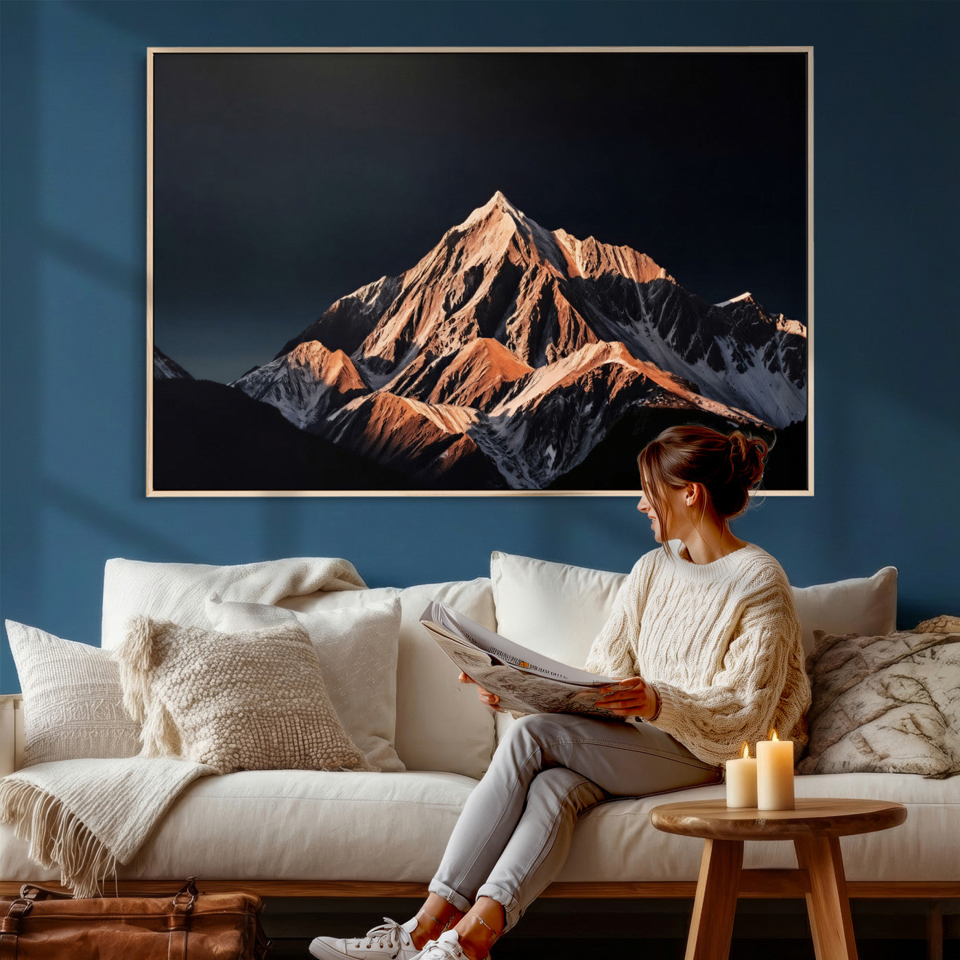 10196184-MGV-CV-36X24 - Snow Mountain Wall Art Canvas Print for Living Room Decor