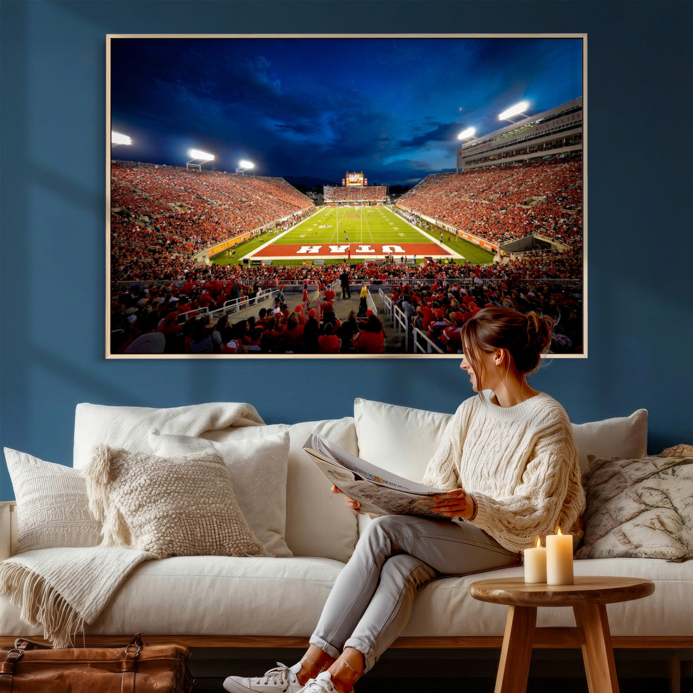 74019251-MGV-CV-36X24 - Rice-Eccles Stadium Wall Art Canvas Print - Utah Salt Lake City Stadium Print