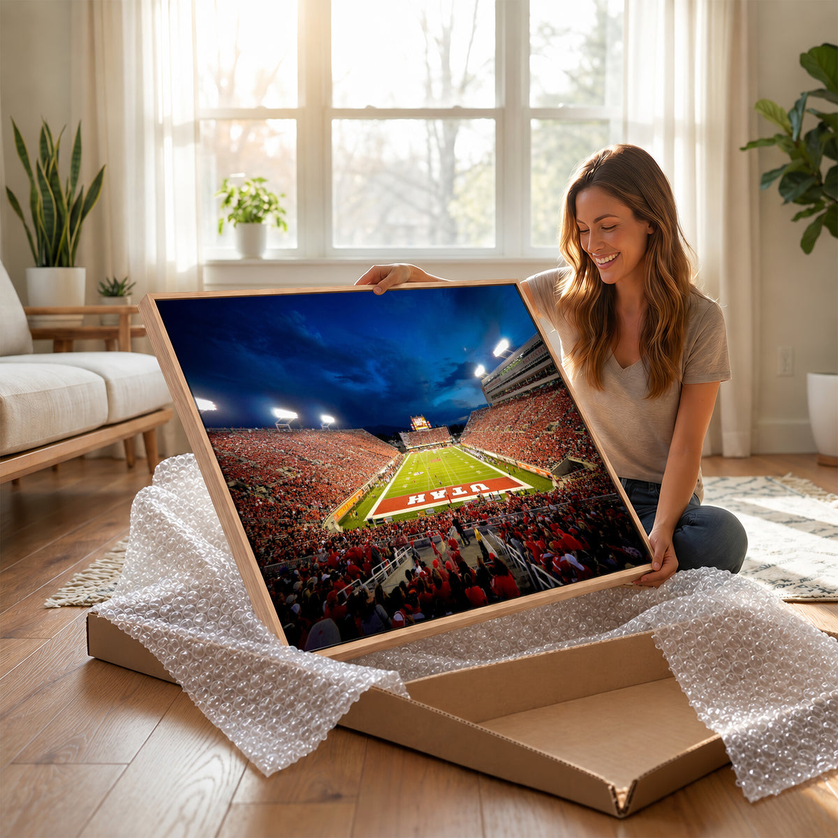 74019251-MGV-CV-36X24 - Rice-Eccles Stadium Wall Art Canvas Print - Utah Salt Lake City Stadium Print