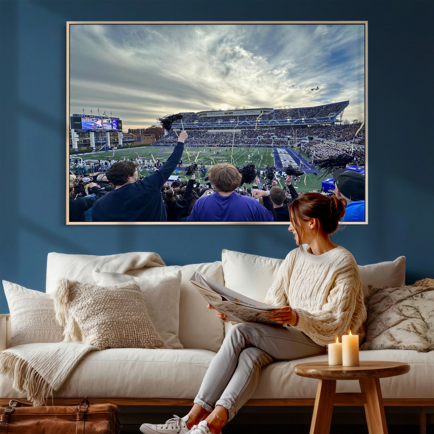 400867JMU-MGV-CV-36X24 - JMU Stadium Wall Art Canvas Print for Game Room Decor - James Madison University Stadium