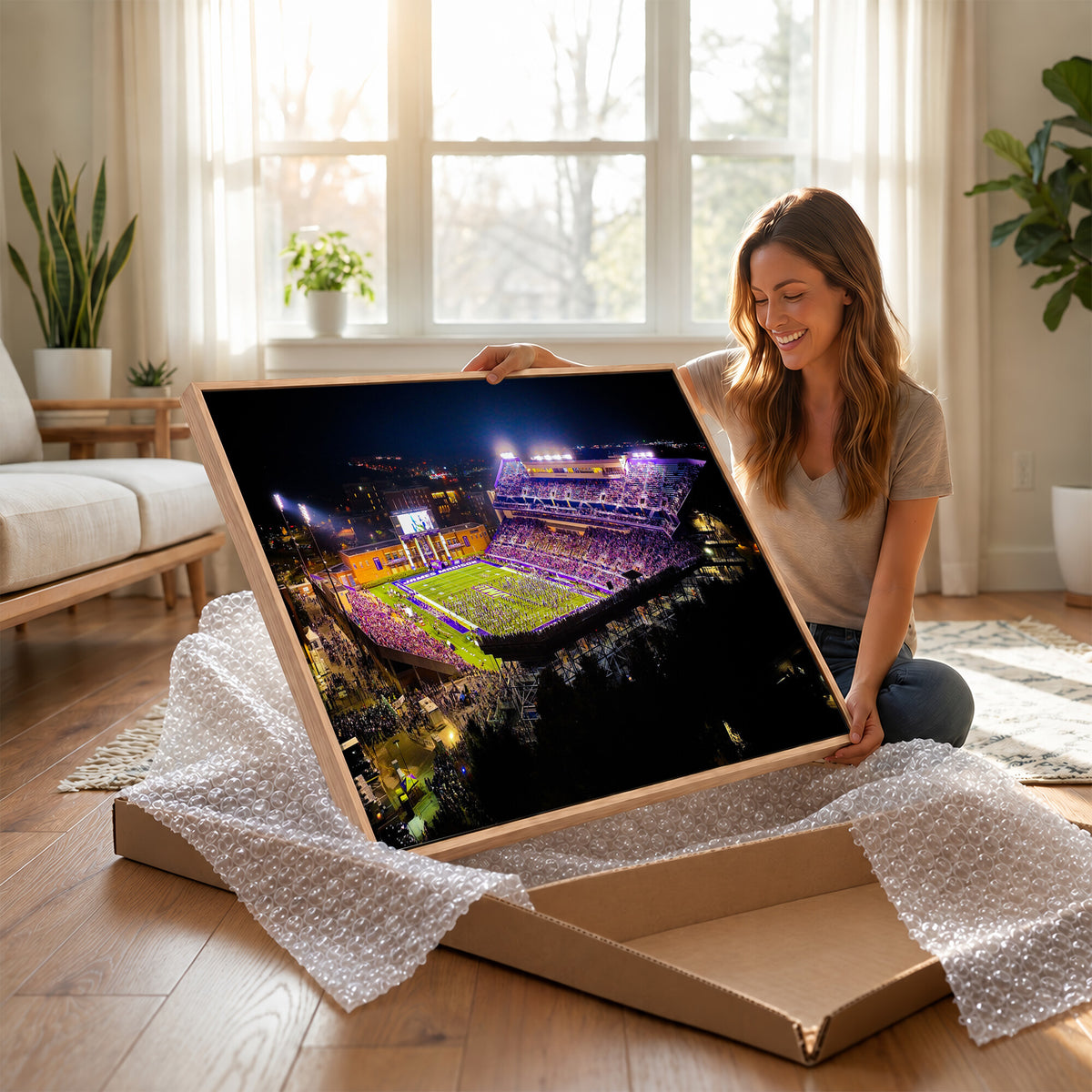 400867JMU2-MGV-CV-36X24 - JMU Stadium Wall Art Canvas Print for Game Room Decor - James Madison University Stadium