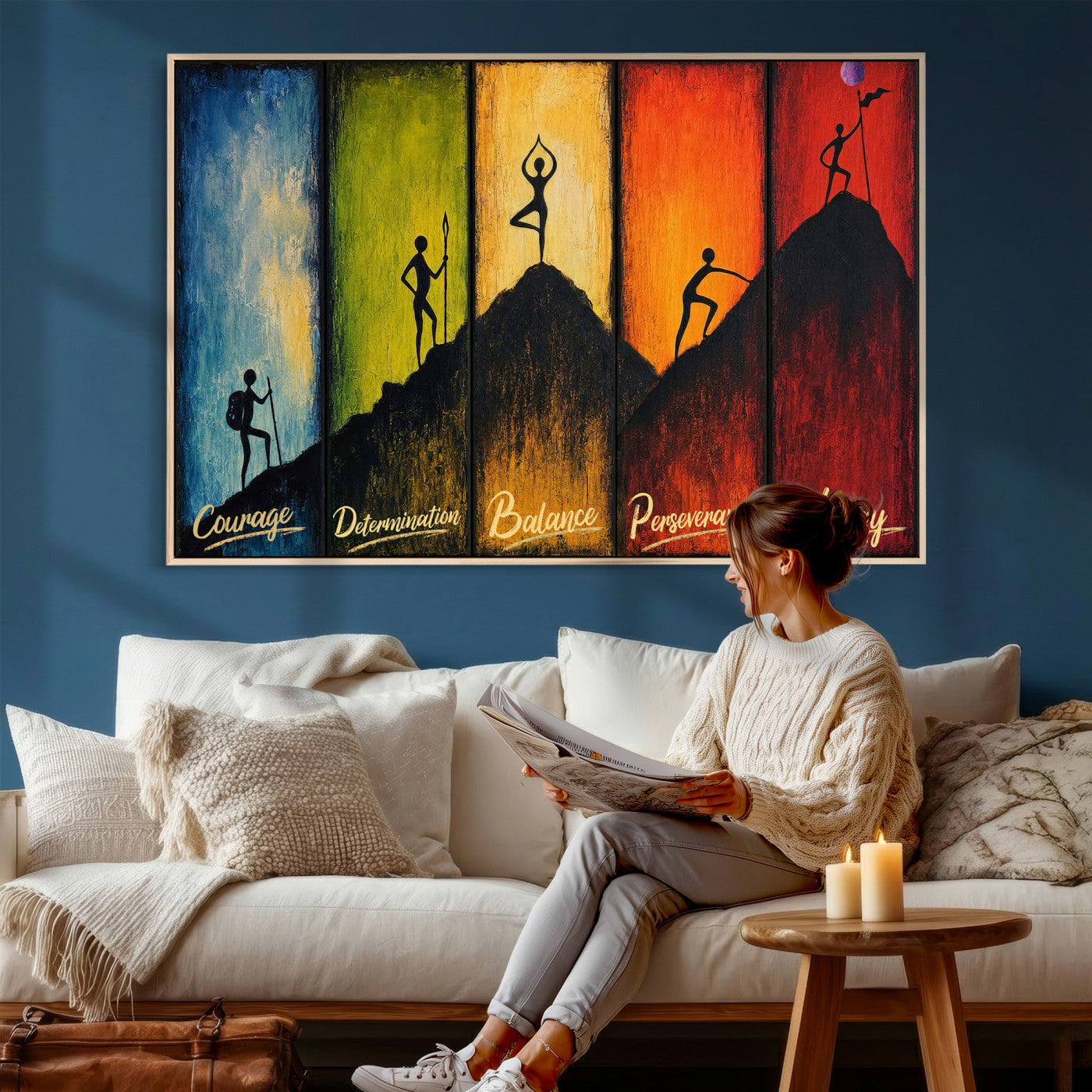 59418630-MGV-CV-36X24 - Success Journey Courage to Victory Wall Art Canvas Print - Motivational Office Decor
