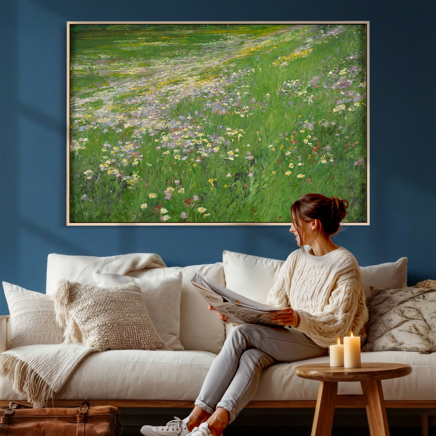 63535040-MGV-CV-36X24 - Alexander Koester Flower Meadow Canvas Wall Art, Vintage Landscape Print