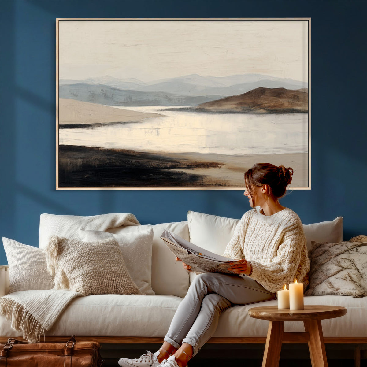 36873679-MGV-CV-36X24 - Modern Abstract Landscape Canvas Wall Art, Minimalist Nature Printing