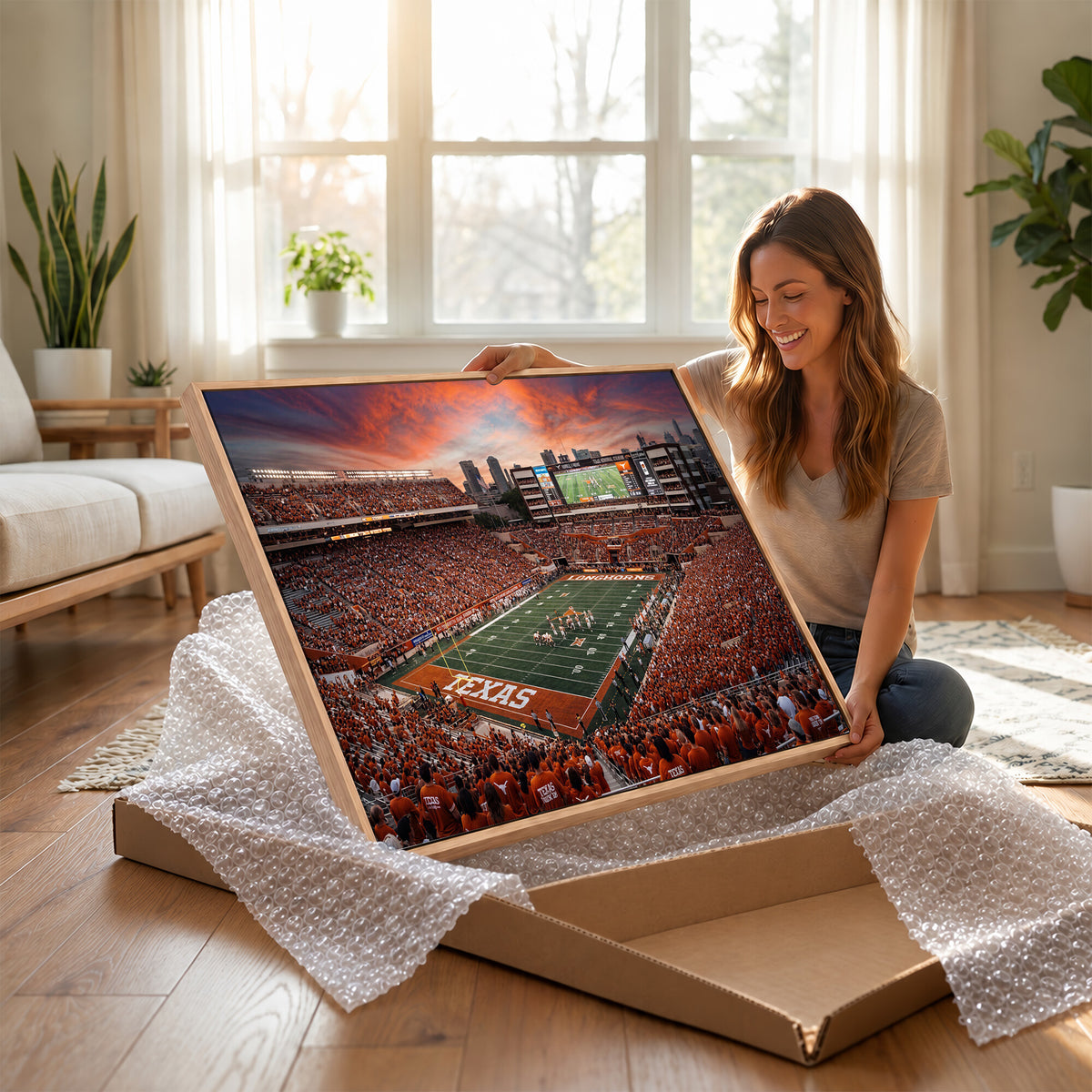 68564193-MGV-CV-36X24 - Darrell K Royal Texas Memorial Stadium Wall Art Canvas Print, Texas Longhorns Stadium Decor