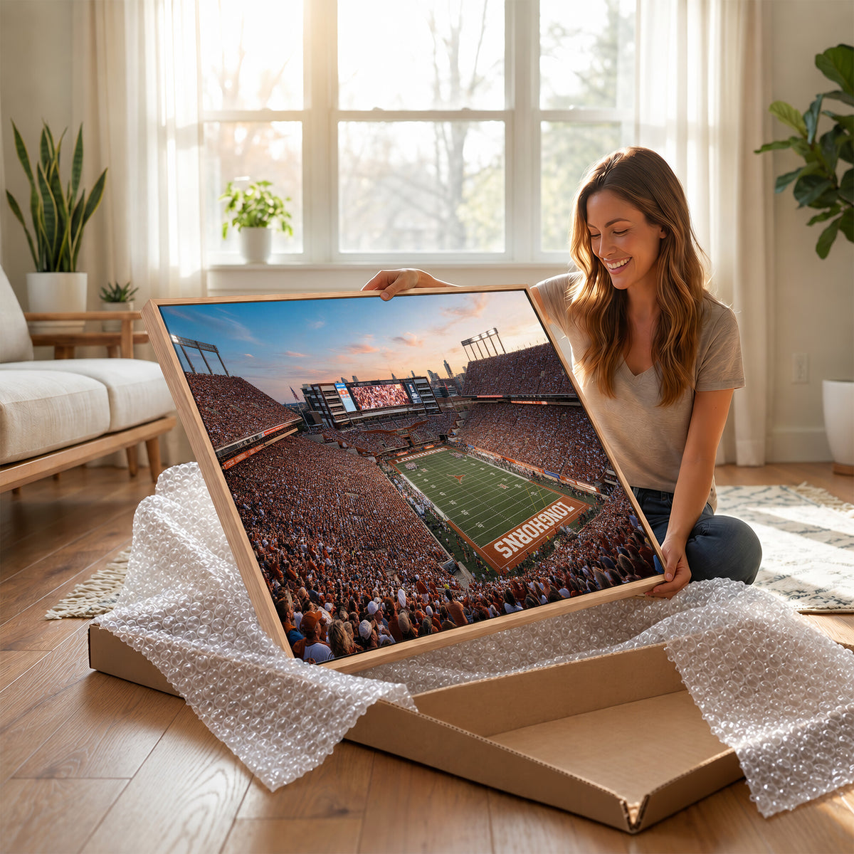 41187139-MGV-CV-36X24 - Texas Memorial Stadium Canvas Wall Art, Austin College Football Print for Sports Den Decor