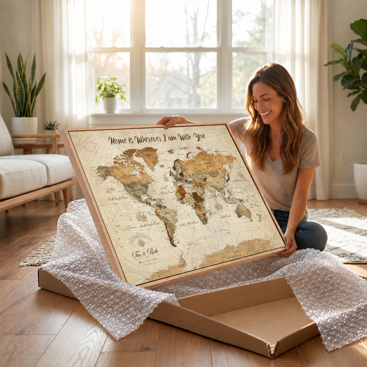 NEWMAP-22.jpg-MGV-CV-36X24 - World Map Wall Art Canvas Print, Modern Decorative Framed Map Artwork Prints for Living Room, Office, Bedroom Wall Decor