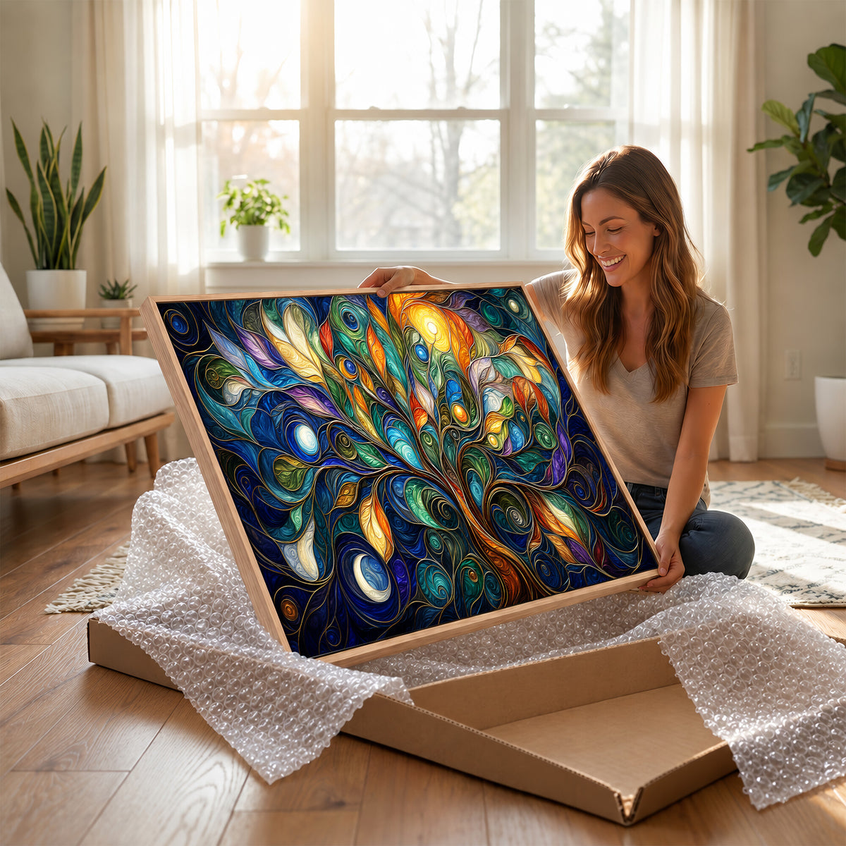 60127105-MGV-CV-36X24 - Psychedelic Tree Of Life Wall Art - Vibrant Swirl Cosmic Nature Decor