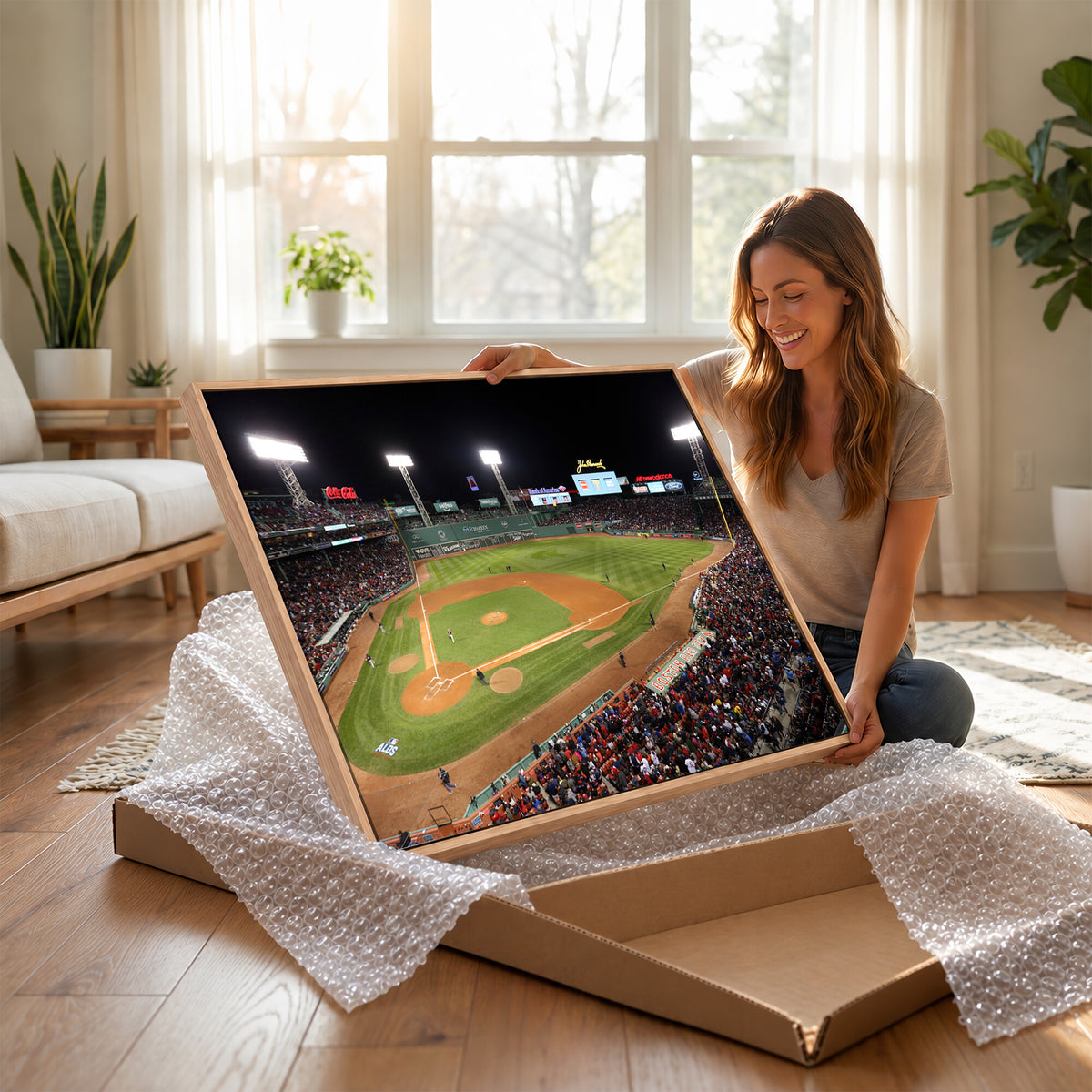 86945D-MGV-CV-36X24 - Fenway Park Boston Red Sox Baseball Stadium Wall Art Canvas Print for Gift Baseball Lover MLB Wall Art College Dorm Wall Decor Baseball Gift