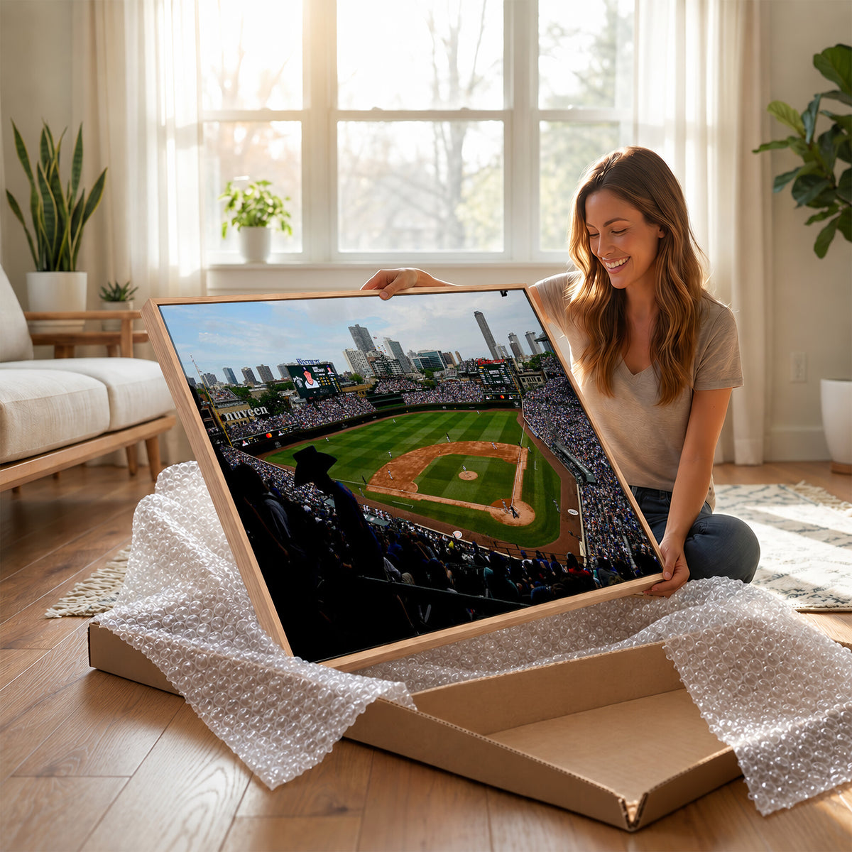 34859D-MGV-CV-36X24 - Chicago Cubs Baseball Team Print - Wrigley Field Stadium