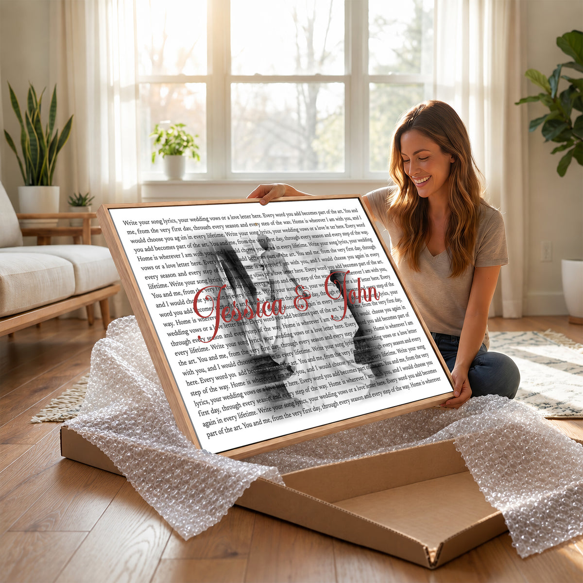CSTM914LIRIK-MGV-CV-36X24 - Song Lyrics over Photo Canvas Print – Personalized Wedding Song and Photo Wall Art