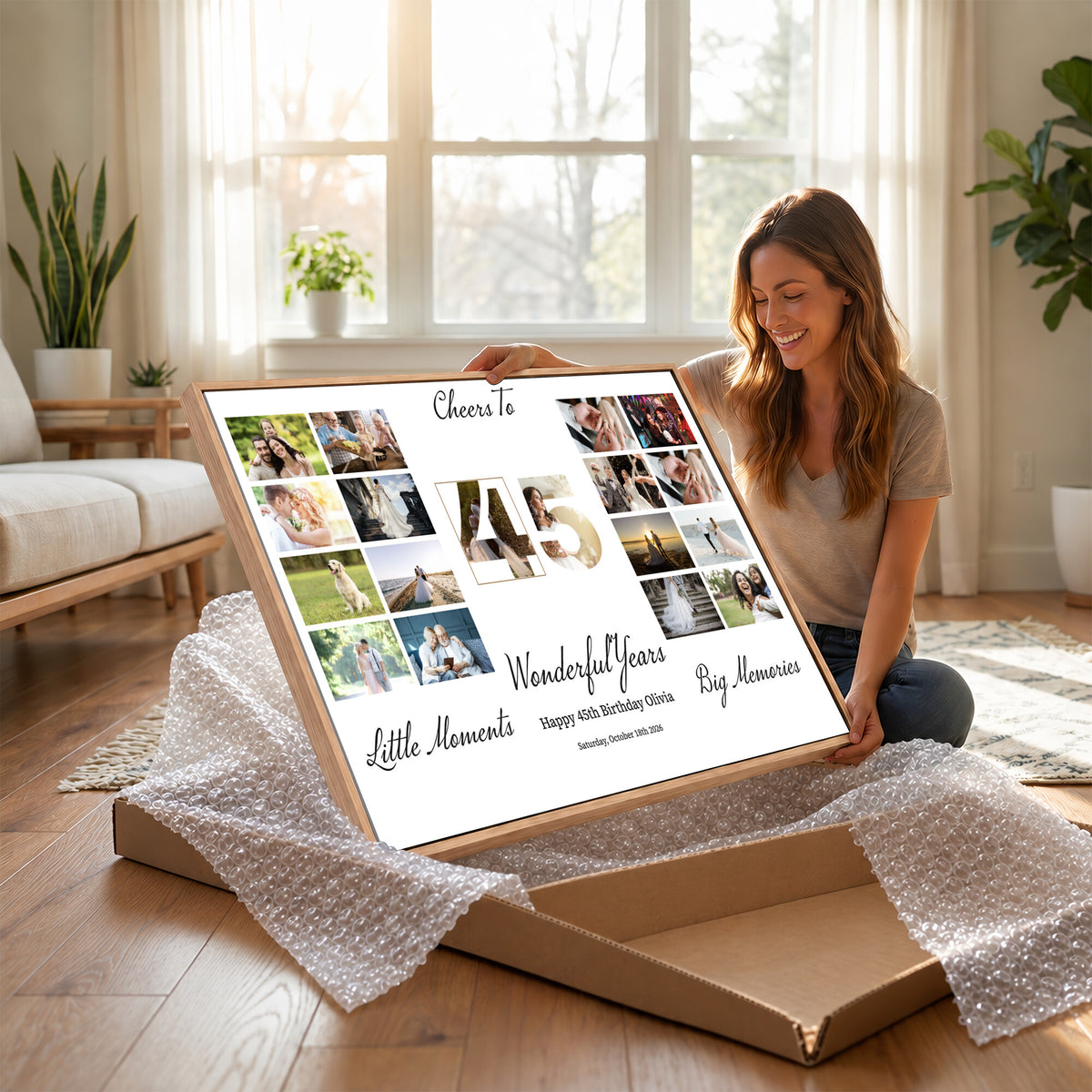 CSTM914CLJ-MGV-CV-36X24 - Moments and Memories Canvas Print – Personalized Birthday Photo Grid Wall Art