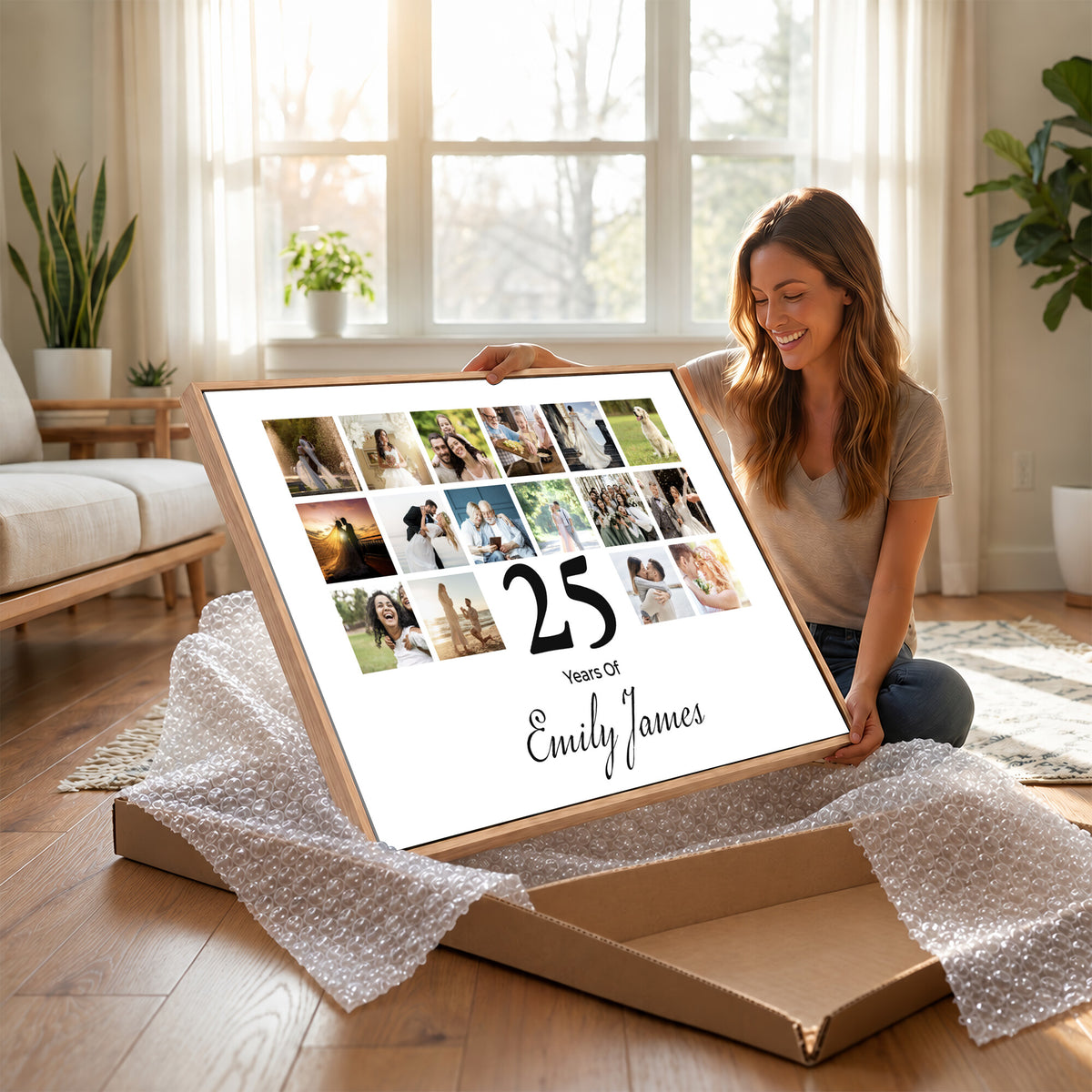 CSTM914ANID-MGV-CV-36X24 - Photo Grid with Number Canvas Print – Personalized Birthday or Anniversary Photo Collage
