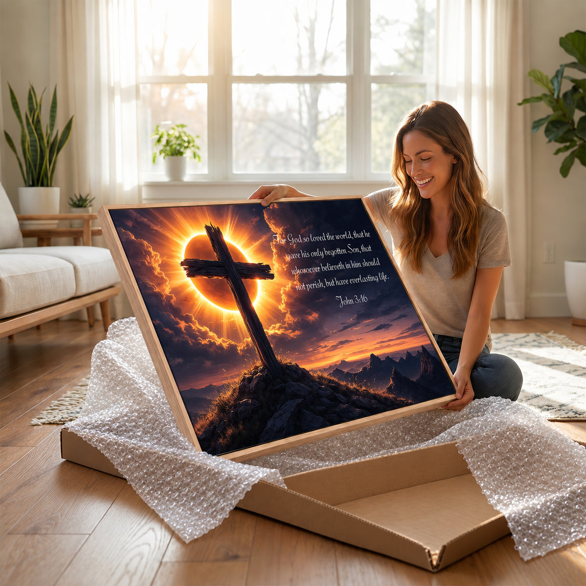 Custom Bible Verse Cross Canvas, Personalized Christian Wall Art