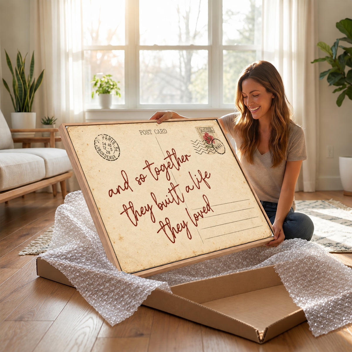 Personalized vintage postcard canvas with custom love note, view 23